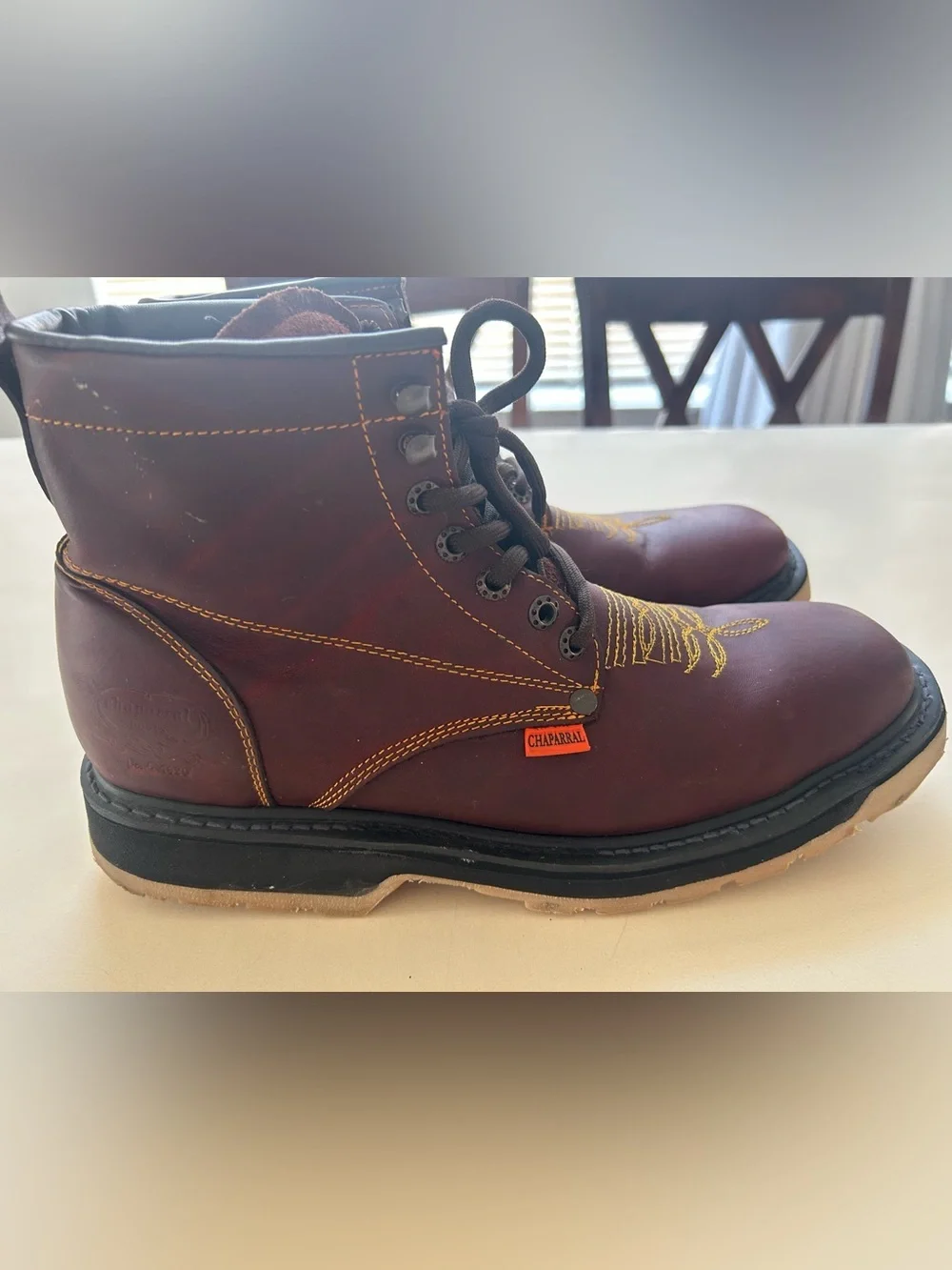 Chaparral Men's Charcoal Burgundy Work Boots with Lace-Up Support